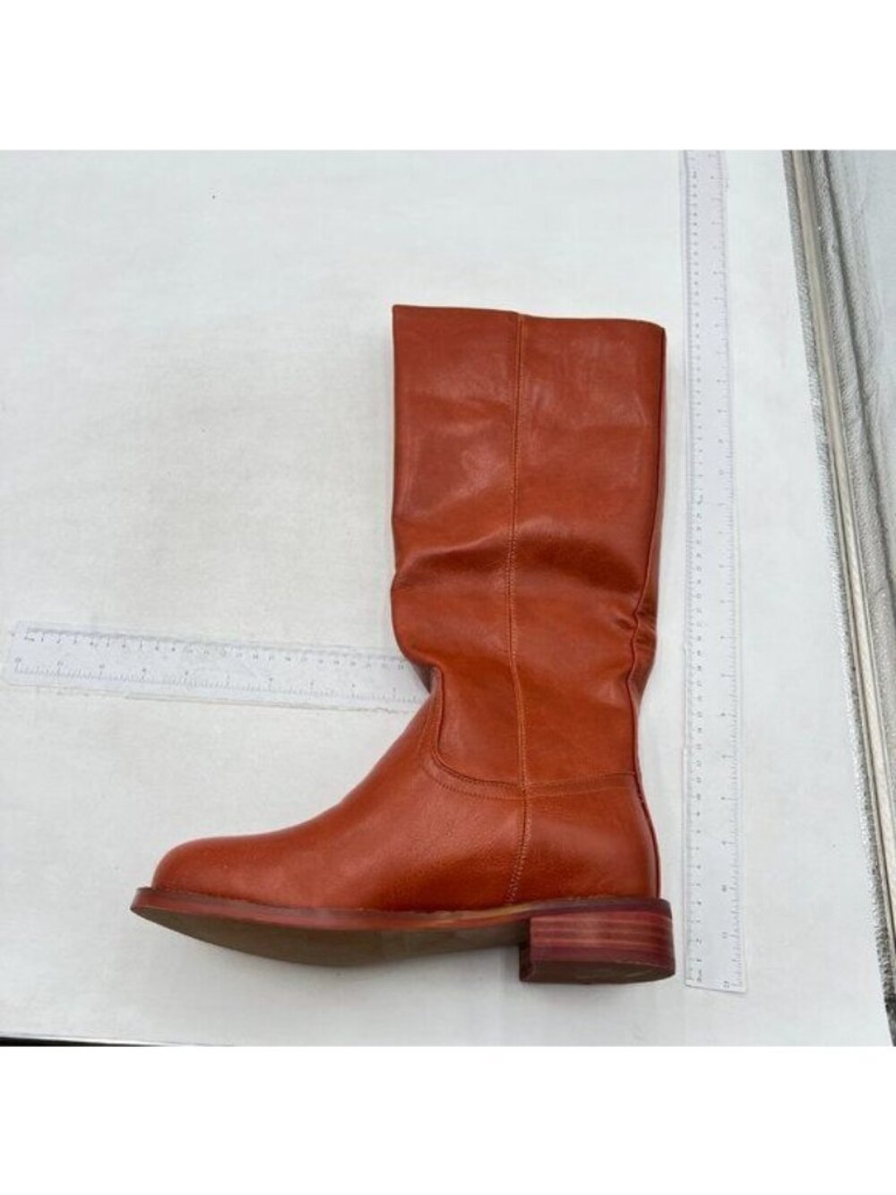 Knee High Boots Women Faux Leather Elastic Boots Low Heel Round Toe Boots Brown
